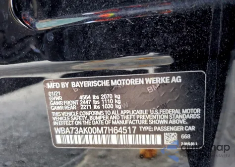 2021 BMW 228Xi z USA, uszkodzony, nr VIN WBA73AK00M7H64517